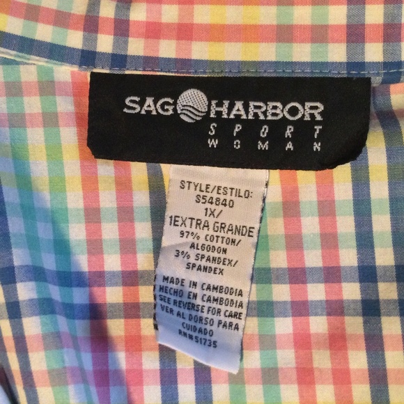 Sag Harbor Cotton Multi Color Plaid Women’s Button Up Shirt - Picture 2 of 6